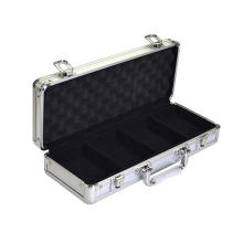 Silver 100/200 Capacity Aluminum Poker Chip Case Black Interior Casino Chip Storage & Carrying Case